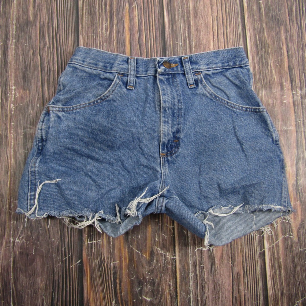 Rustler Denim Cut Off Shorts Mens 30 Blue Medium Wash Frayed Hem 87619SW